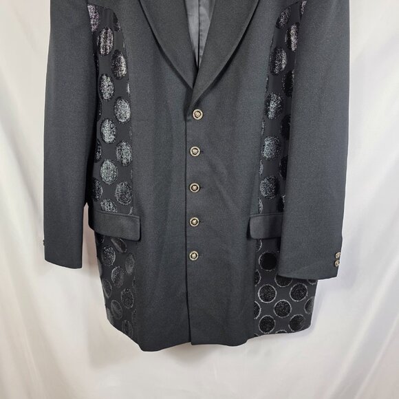 Men's Pronti Collection by Phita Black Jacquard Embellished Blazer Size XL - Picture 8 of 16